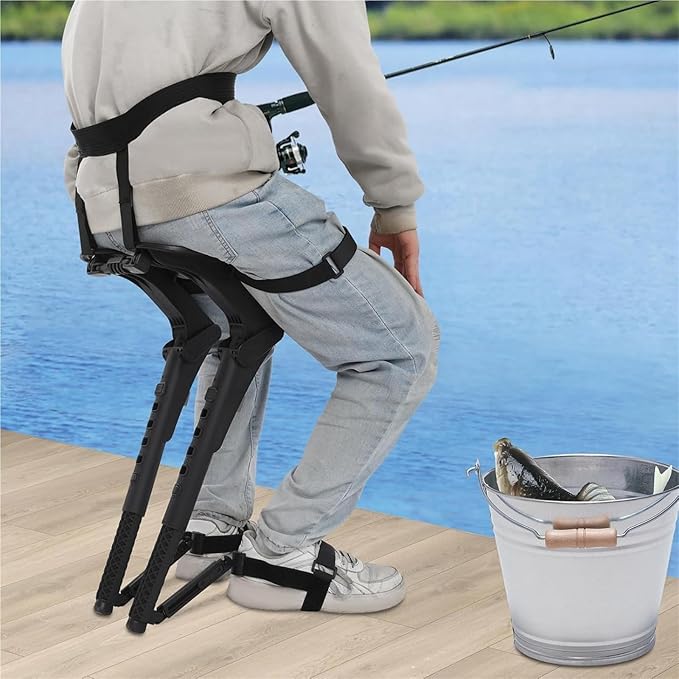 Adjustable Chairless Wearable Invisible Chair Portable Brace Support Chair Stool Portable Folding Stool for Outdoor Camping Fishing Hiking Standing Work