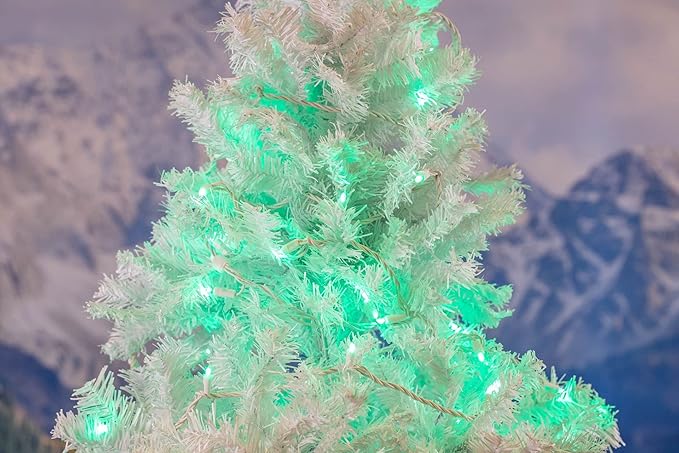 Novelty Lights 34ft Christmas String Lights 100 Green LED Bulbs on White Wire 4 Spacing Connectable Indoor Outdoor Commercial Grade Lighting for Holidays Patio Weddings