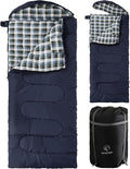 REDCAMP Flannel Sleeping Bag for Adults Comfortable Cotton Sleeping Bags for Camping with Detachable Hood Red/Grey/Blue/Black