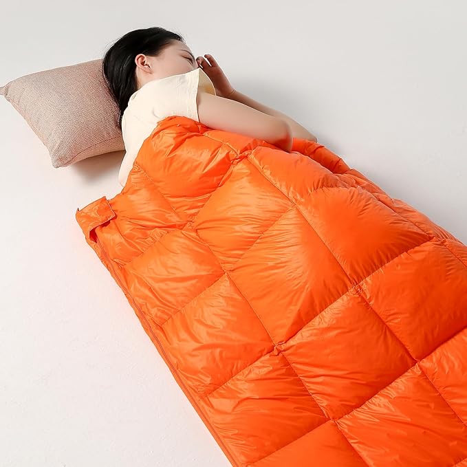 ShinHye Ultralight Adult Sleeping Bag 500g Premium Duck Down - Waterproof &amp Compressible 3-Season Camping/Backpacking 40-59℉ with Compression Sack