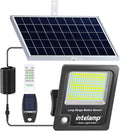 intelamp Solar Flood Lights Outdoor Waterproof Linkable 12000mAh 3000LM Motion Sensor Floodlight with Remote Control Sensor Case 16.4Ft Cable Dusk to Dawn Lighting Lamp for Street Outside House