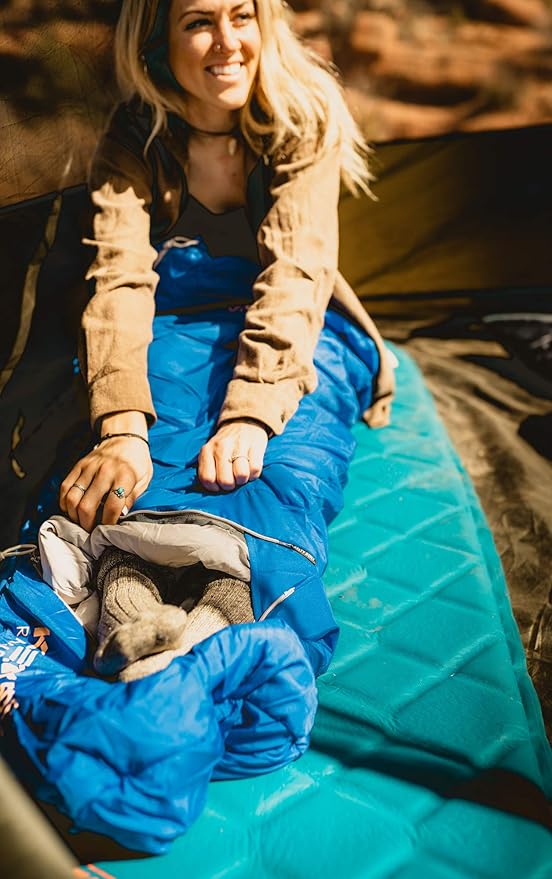 Kelty Rambler 50 Degree Synthetic CloudLoft Insulated Sleeping Bag Unzips Completely to A Blanket Anti-Snag Zipper &amp More