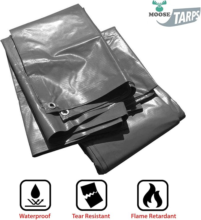 Heavy Duty Tarp 100% Waterproof 12mil Thick PVC Vinyl Tent Tarp for Camping Multi-Purpose Thick Protective Cover Weather Proof Heavy Duty UV Resistant 20 Feet x 40 Feet Gray