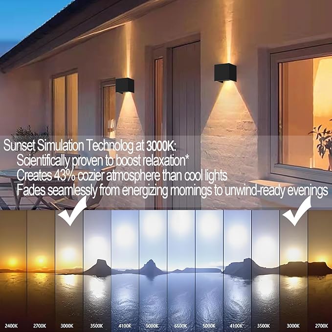 Wall Sconces Set of Two Porch Lights Outdoor LED Wall Lights for Bedroom Living Room IP65 Wall Lamps Modern Fixtures 10w Patio Porch Lighting Durable Exterior Patio Lights (2-Pack)