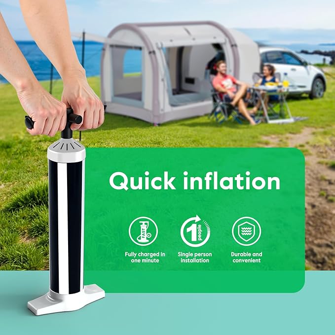 Inflatable SUV Tent for Camping Large Quick Setup Blow Up Tents 6-Person Tent with Detachable Car Attachment Tents with Storage Bag &ampProjection Screen Waterproof