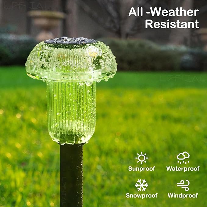 St. Patrick's Day Solar Lights Outdoor 8 Pack Green Solar Pathway Lights Outdoor Mushroom LED Waterproof Lighting Stake for Outside Yard Path Garden Lawn Patio Landscape Decorations