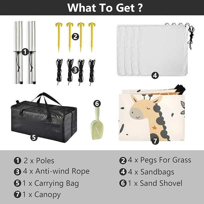 Giraffe and Leaves Camping Sun Shelter Beach Tent Portable Beach Sun Shade Outdoor Canopy for Camping Trips Fishing Picnic