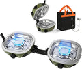 INFOOD Propane Camping Stove 20000 BTU - Portable 2 Burner Gas Stove with Adjustable Flame Control Piezo Ignition Carry Bag &amp Propane Adapter Hose Folding Design for Camp BBQ Tailgating Gre