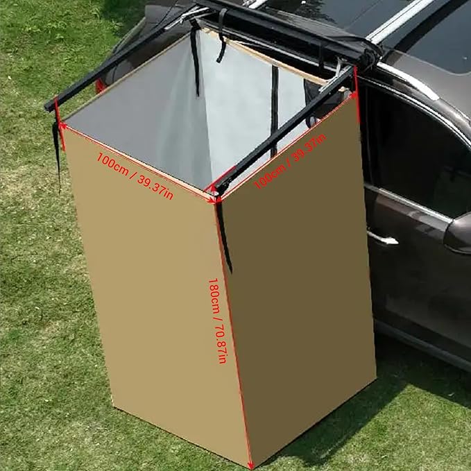 Focket Vehicle Side Shower Tent Portable Outdoor Privacy Shelter Restroom with Carry Bag Foldable Camping Awning Shower Tent Bathroom Changing Room for Overland Boat Pontoon