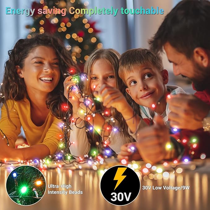 Quntis 82ft 1000 LED Cluster Christmas Lights - Dark Green Wire Christmas Tree Lights - 8 Modes Outdoor Waterproof Christmas String Lights Plug in for Holiday Wedding Party Home Decor Multicolor