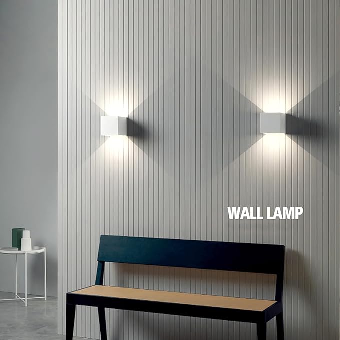 4 PCS LED 12W Outdoor Wall Lights Sconces Exterior/Interior Up and Down Lights IP65 Waterproof Modern Outdoor Lighting Fixtures Square Aluminum Exterior Wall Mount Light White 4000K Natural Lights