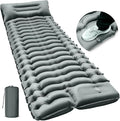 Camping Sleeping Pad Ultralight Camping Mat with Pillow Built-in Foot Pump Inflatable Sleeping Pads Compact for Camping Backpacking Hiking Traveling - Gray