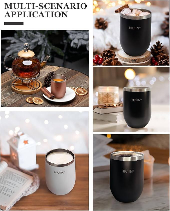 Stainless Steel Wine Tumblers with Lid TWO 12oz &amp Insulated Wine bottle ONE 25oz&ampGift Set with well packaged box.Keep waterwinedrinks with warm or cold (Black)