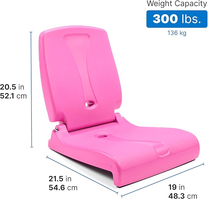 Step2 Folding Flip Seat Lightweight Portable Outdoor Chair for Poolside Camping Beach Boats Tailgates Durable Ground Chair with Back Support for Adults Bright Pink