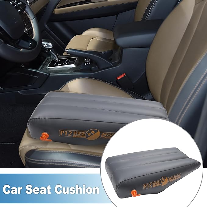 Car Front Seat Inflatable Mat Comfortable Car Inflatable Mattress Sleeping Mat for Napping Travel Deep Gray