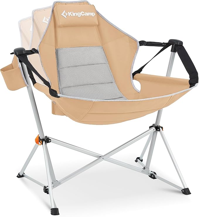 KingCamp Hammock Camping Chair Swinging Portable Folding Camp Chairs for Adults Max 400lbs Heavy Duty Foldable Oversized Rocker with Aluminum Alloy Frame Cup Holder for Outdoor Beach Patio Sport