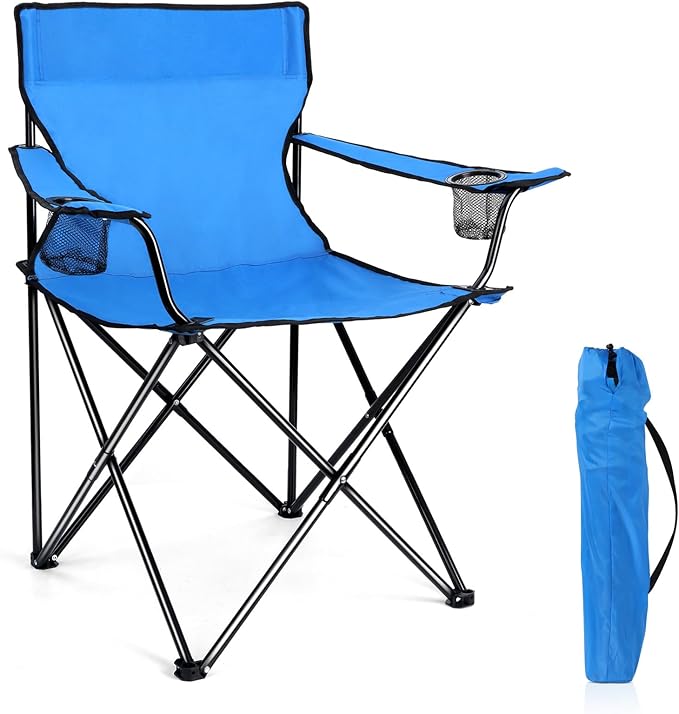 Joyfair Portable Camping Chair Outdoor Lawn Folding Chairs for Adults Heavy Duty Large Foldable Chairs for Beach Fishing Tailgating and More Outdoor Sport Carry Bag &amp Cup Holder