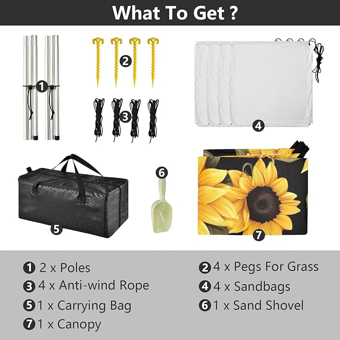SunfloerCamping Sun Shelters 9.2 x 10.5 FT Beach Canopy Tent Sun Shade with Carrying Bag for Camping Trips Fishing Backyard Fun or Picnics 21341699