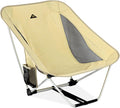 iClimb Low Ultralight Compact Camping Folding Chair with Side Pocket and Carry Bag (Beige)
