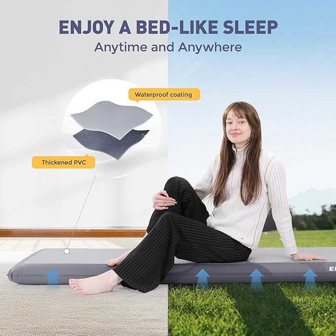 Elegear Camping Sleeping Pad with Multi-Function Electric Pump 4’’ Ultra-Thick &amp 1100lb Ultra-Support Camping Air Mattress Durable Sleeping Pad for Camping/Hiking/Tent/Home/Car Travel