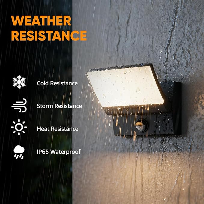 Motion Sensor LED Outdoor Wall Light 2-Pack Rotatable Adjustable Wall Sconce IP65 Waterproof Porch Light for House Garage Patio 3000K Warm White Matte Black Aluminum