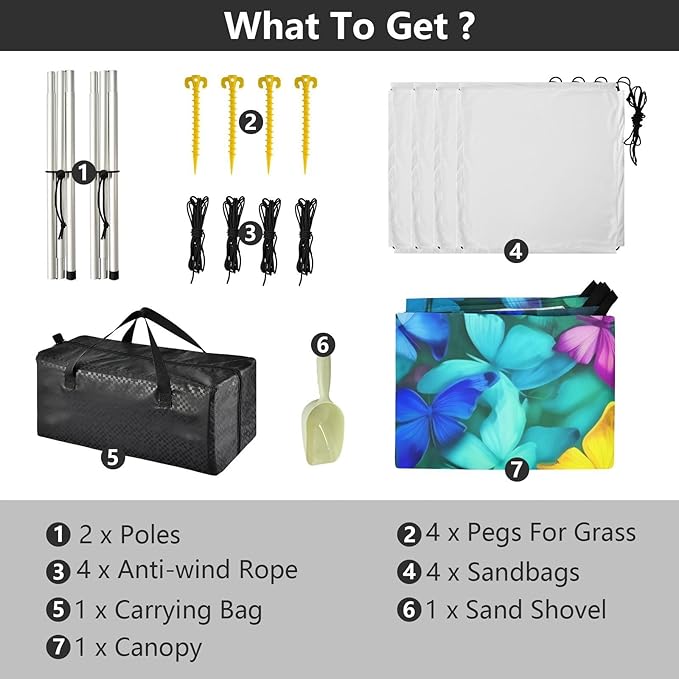 ButterflyCamping Sun Shelters 9.2 x 10.5 FT Beach Canopy Tent Sun Shade with Carrying Bag for Camping Trips Fishing Backyard Fun or Picnics 21341256