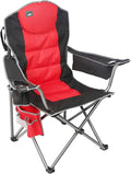 Northroad Oversized Camping Chair Full Padded Outdoor Folding Chair Support 350 LBS Heavy Duty Lawn Chair w/Cup Holder Cooler Bag Lumbar Support for Adult-Black
