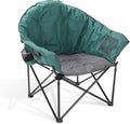 ARROWHEAD OUTDOOR Oversized Heavy-Duty Club Folding Camping Chair with Pocket Cup Holder Portable Padded Moon Round Saucer Supports 330lbs Carrying Bag