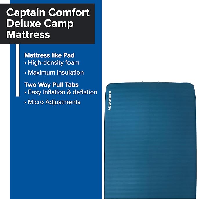 Big Agnes Captain Comfort Deluxe Camp | Supremely Comfortable All-Weather Self-Inflating Sleeping Pad
