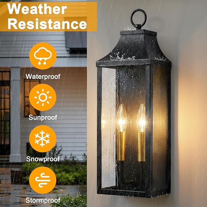 2-Pack 18 Outdoor Wall Light FixturesModern Exterior Lighting Fixtures Wall MountAnti-Rust Porch Lights with Clear GlassWaterproof Outside Wall Sconce Lights for House Garage PatioE12 Base