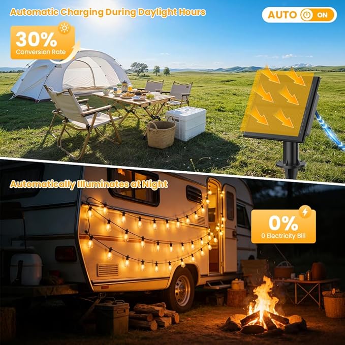 31FT Solar String Lights Outdoor Waterproof IP65 with USB-Charging  Solar Powered LED Patio Lights with 15+1 Shatterproof ST38 Edison Bulbs Hanging Lights for Outside Backyard Garden Bistro Gazebo