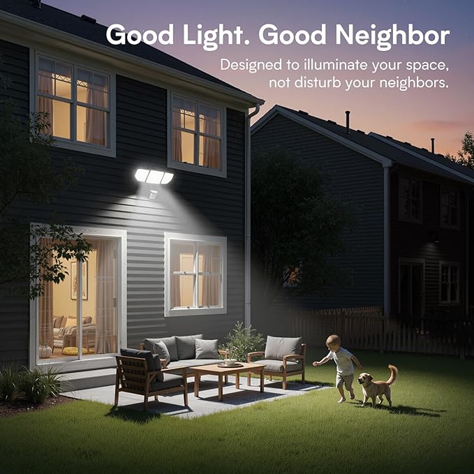65W 6500LM Flood Lights Outdoor Motion Sensor Hardwired Security Floodlights 6500K IP65 Waterproof Dusk to Dawn Lighting Outside Black 1 Pack