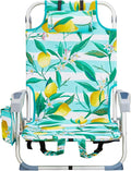 Portable Lightweight Folding Chair for AdultsOutdoor Low Beach Lawn ChairsPortable Backpack Foldable Camping ChairFolding Beach Chairwith Cup Holderfor Patio Pool Yard Garden (Lemon)
