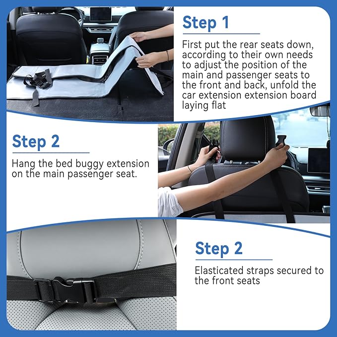 Car Rear Seat Mattress Extension Plate Foldable Car Mattress Portable Mattress for Sleeping Increase Travel Space Mattress Accessories for SUV Trunk Model Y/3 (Grey)