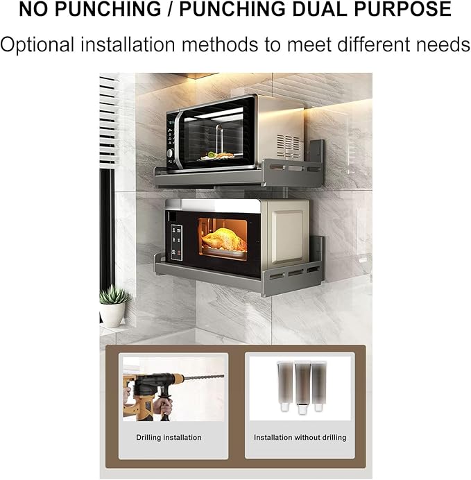 Retractable Stainless Steel Wall Shelf Microwave Oven Rack for Kitchen Multi Functional Storage Shelf for Commercial Restaurant &amp Bar Toaster Space Sa