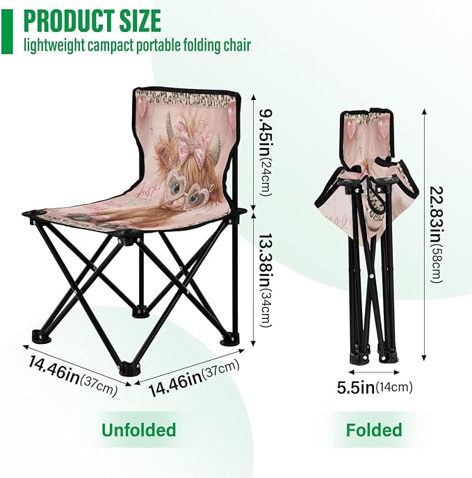GuoChe Just A Girl Who Loves Cows Folding Camp Chair Lightweight Foldable Chair with Carrying Bag for Fishing