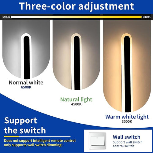 2 Pack 31.4inch Modern Exterior Wall Lights 3 CCT 3000K/4500K/6000K Long Oval Outdoor Wall Mount Sconces 31W IP65 Waterproof Minimalist Strip Led Lighting for House Porch Garage Garden
