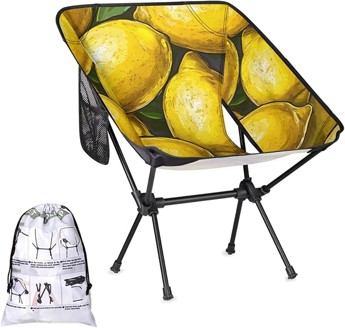 Honeybaby Folding Camping Chair Lemons Fruit Camping Chairs Lightweight Portable Chair Outdoor Foldable Chairs for Camping Travel Picnic Beach Hiking