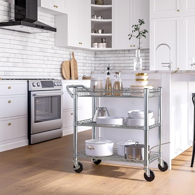 Apply to 3-Tier Heavy-Duty Commercial Utility Cart - NSF Certified Durable Storage Solution for Home Office and Warehouse