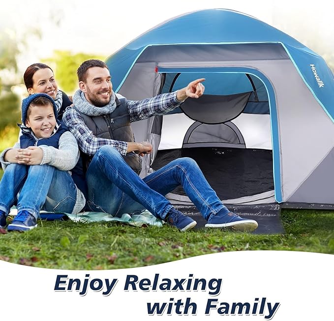 Camping Tent Party Canopy Easy Set Up Outdoor Family Camping Tent 4-6 Person for Family Hiking Backpacking and Traveling OutdoorsBlue