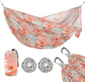 ALAZA Dreamy Rose Flowers Floral Camping Hammocks Single or 2 Person 500 lbs Portable Parachute Travel Hammock w/Tree Straps for Hiking Backpacking Indoor Outdoor