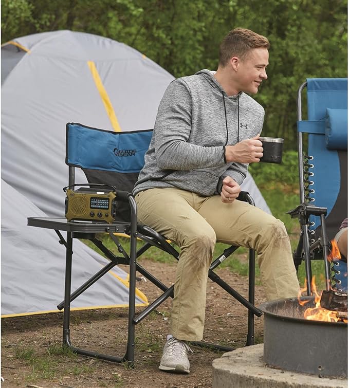 Guide Gear Oversized Tall Director’s Camp Chair Portable Folding 500-lb. Capacity Blue/Black
