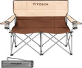 VIVOSUN [outlets] Double Camping Chair Fully Padded Folding Loveseat Portable Oversized Duo Chair with Storage Cup Holders Height-Adjustable Armrests &amp Carry Bag Supports up to 500lbs