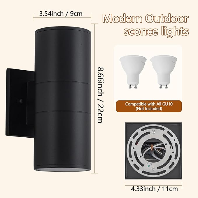 4 Pack Modern Exterior Light Fixtures Outdoor Wall Light Porch LightModern Exterior Lamp Fixture Anti-Rust Outside Sconce for Front HouseBlack Up and Down Lights Outdoor.