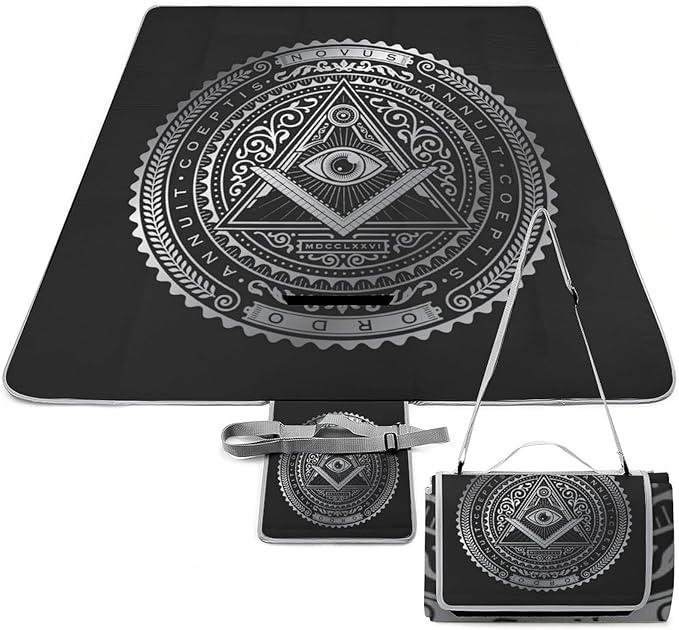 Freemasonry Masonic Lodge Symbol Waterproof Outdoor Picnic Blanket Sandproof Beach Mat for Camping Hiking Grass Travelling