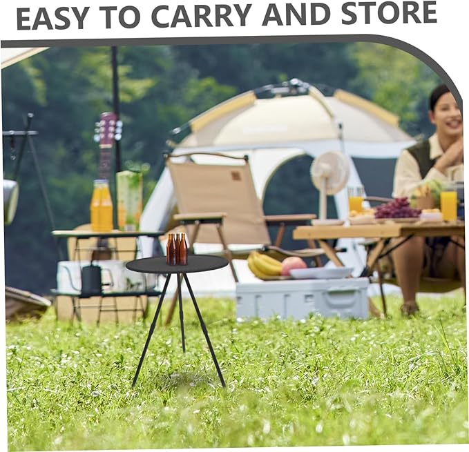 BESPORTBLE 1pc Portable Folding Round Table Camping Picnic Rv Table Adjustable Height Outdoor