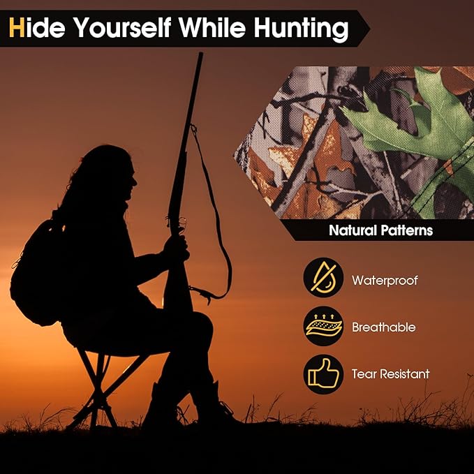 LDAILY 2 Pack Camo Hunting Stools Sturdy Metal Frame Lightweight Portable 15.5 Seat Height 330lbs Capacity Square-Shaped Cushion Ideal for Hunting Fishing Camping