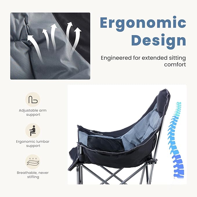 DUMOS Oversized Camping Chair for Adults - 450lbs Heavy Duty Folding Chair with Cup Holder &amp Side Pockets Portable Chair for Camping Fishing Hiking Picnic