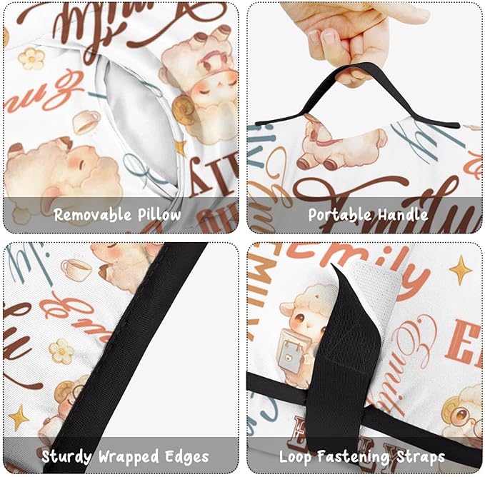 Custom Toddler Nap Mat with Name – Personalized Sleeping Bag for Kids with Pillow and Blanket Roll-Up Design