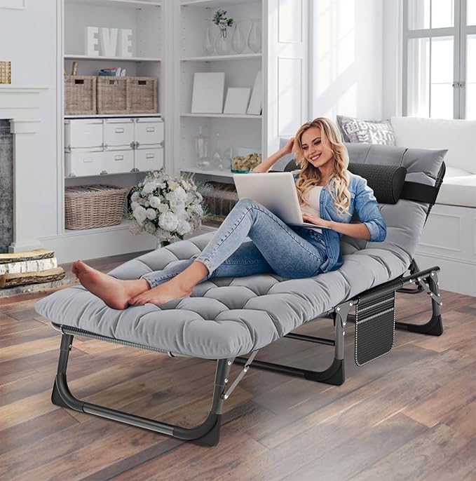 Slsy Folding Bed with Mattress Cot Size Foldable Guest Beds Hideaway Cot for Adults Portable Fold up Bed with Adjustable Positions for Home Office Indoor Outdoor